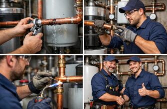 Ремонт медных труб в бойлерной комнате